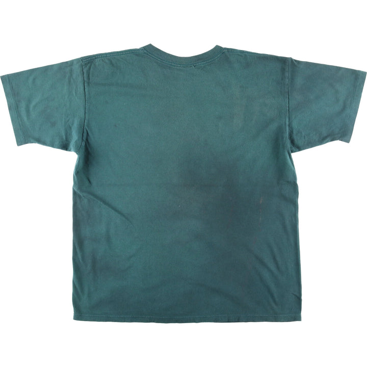 90'S Reebok Logo Print T-Shirt Made in USA Men's L Size Vintage cotton Green type dark green Vintage Second Hand