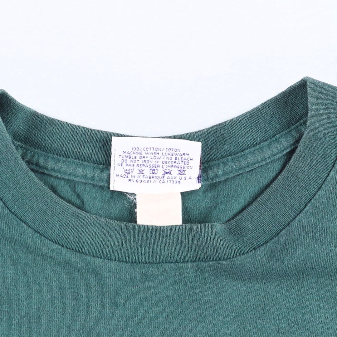 90'S Reebok Logo Print T-Shirt Made in USA Men's L Size Vintage cotton Green type dark green Vintage Second Hand