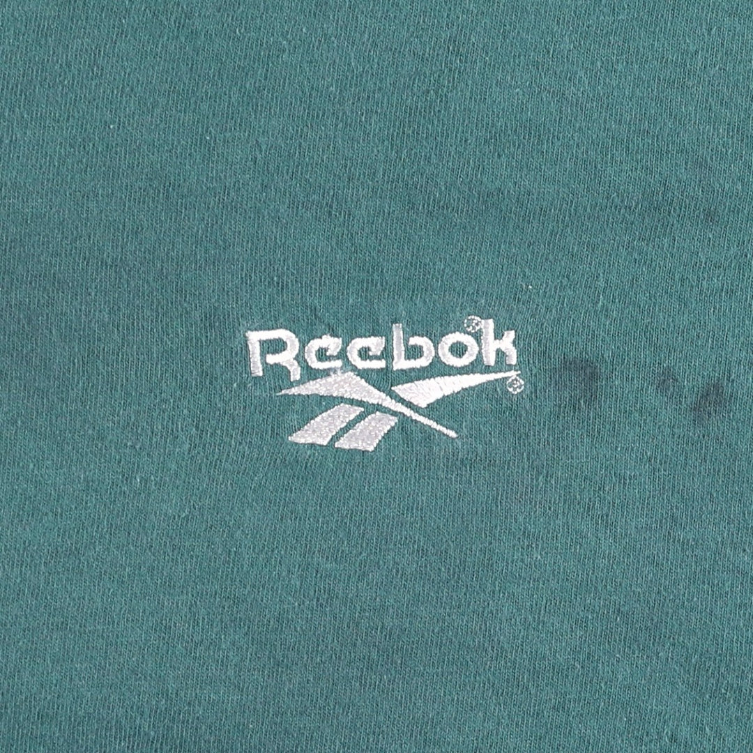 90'S Reebok Logo Print T-Shirt Made in USA Men's L Size Vintage cotton Green type dark green Vintage Second Hand