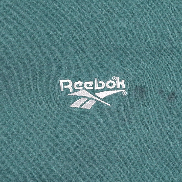 90'S Reebok Logo Print T-Shirt Made in USA Men's L Size Vintage cotton Green type dark green Vintage Second Hand