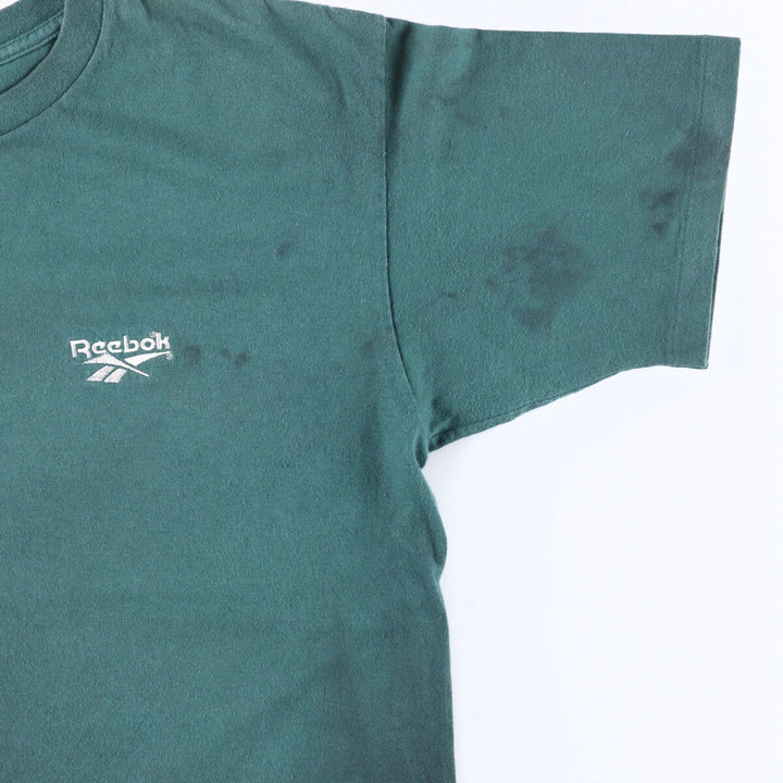 90'S Reebok Logo Print T-Shirt Made in USA Men's L Size Vintage cotton Green type dark green Vintage Second Hand