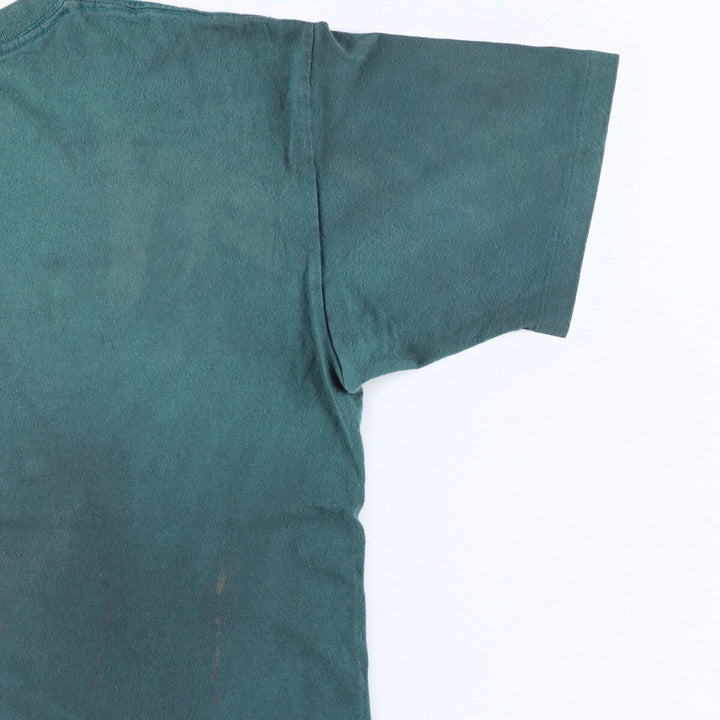 90'S Reebok Logo Print T-Shirt Made in USA Men's L Size Vintage cotton Green type dark green Vintage Second Hand
