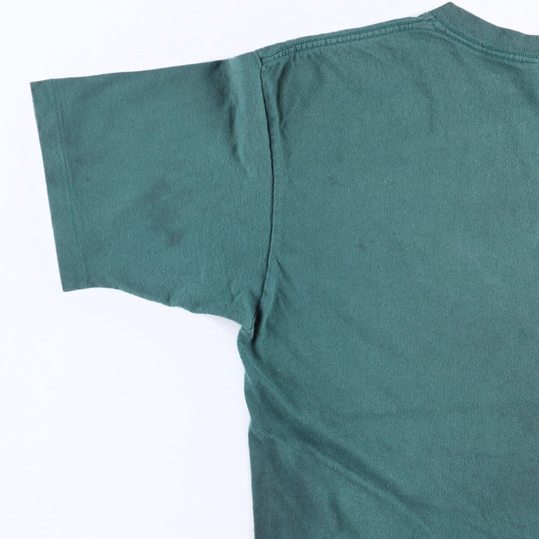 90'S Reebok Logo Print T-Shirt Made in USA Men's L Size Vintage cotton Green type dark green Vintage Second Hand