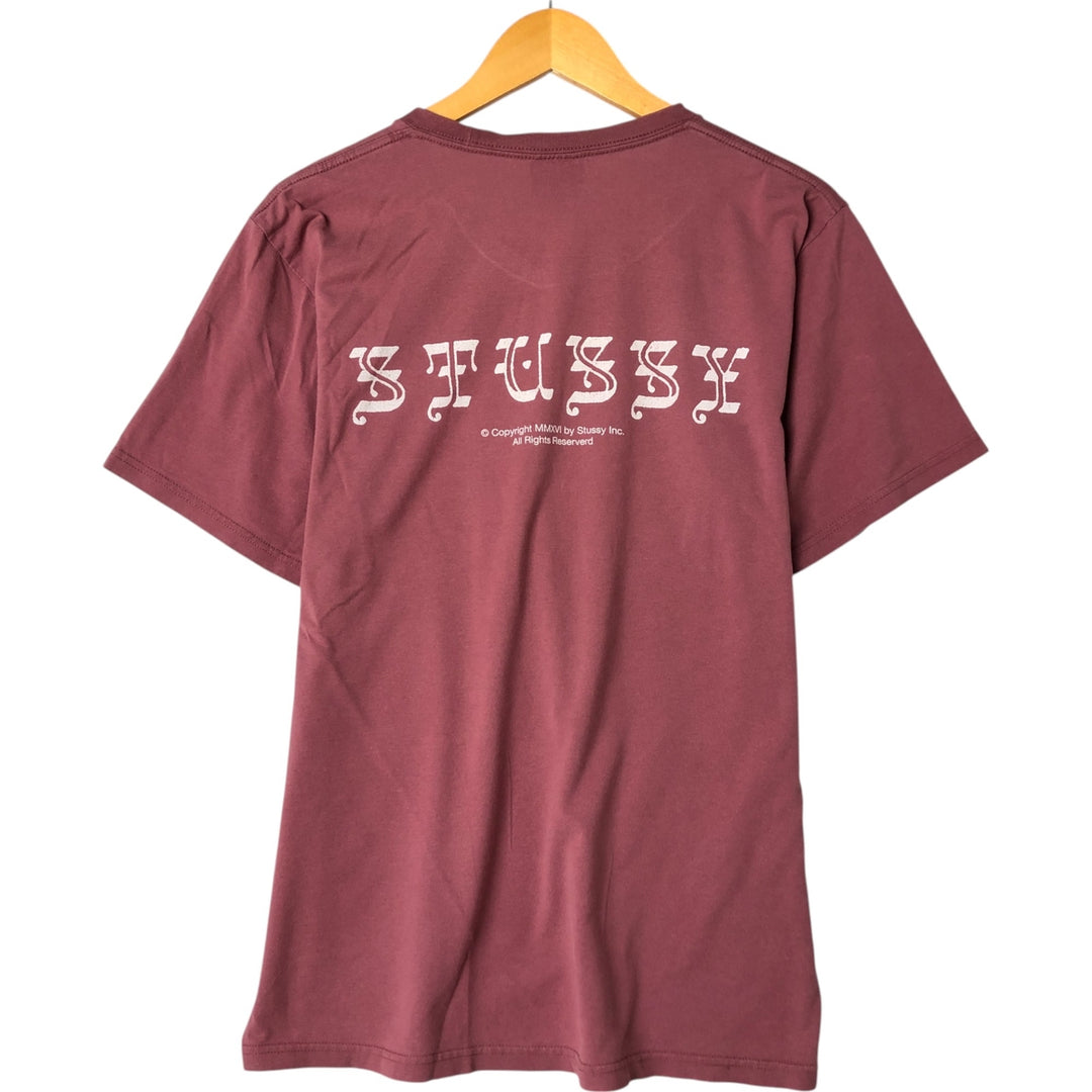 STUSSY logo print T-shirt, men's size M cotton pink type Vintage Second Hand