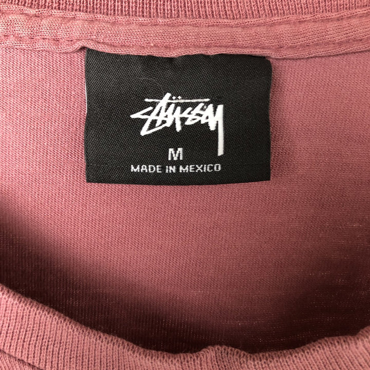 STUSSY logo print T-shirt, men's size M cotton pink type Vintage Second Hand