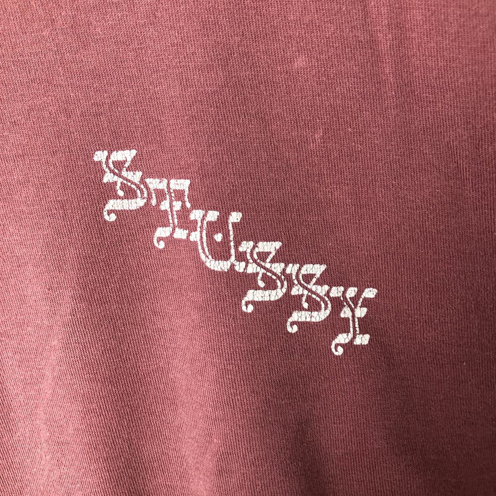 STUSSY logo print T-shirt, men's size M cotton pink type Vintage Second Hand