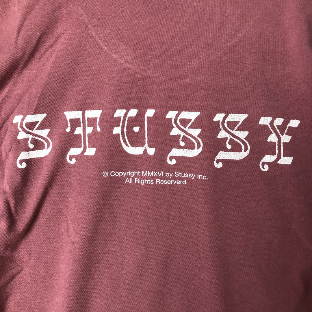 STUSSY logo print T-shirt, men's size M cotton pink type Vintage Second Hand