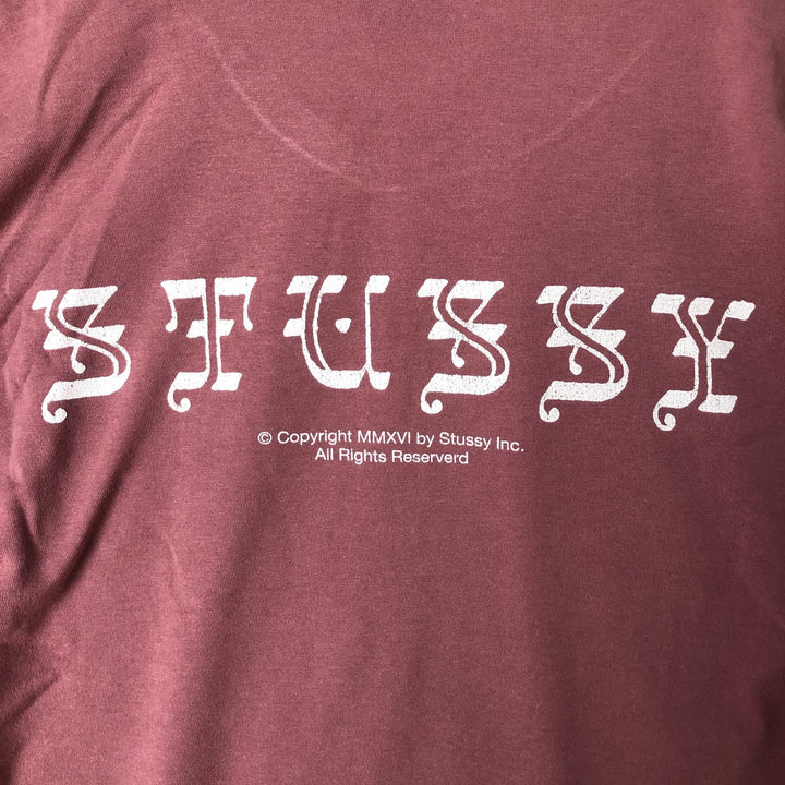 STUSSY logo print T-shirt, men's size M cotton pink type Vintage Second Hand