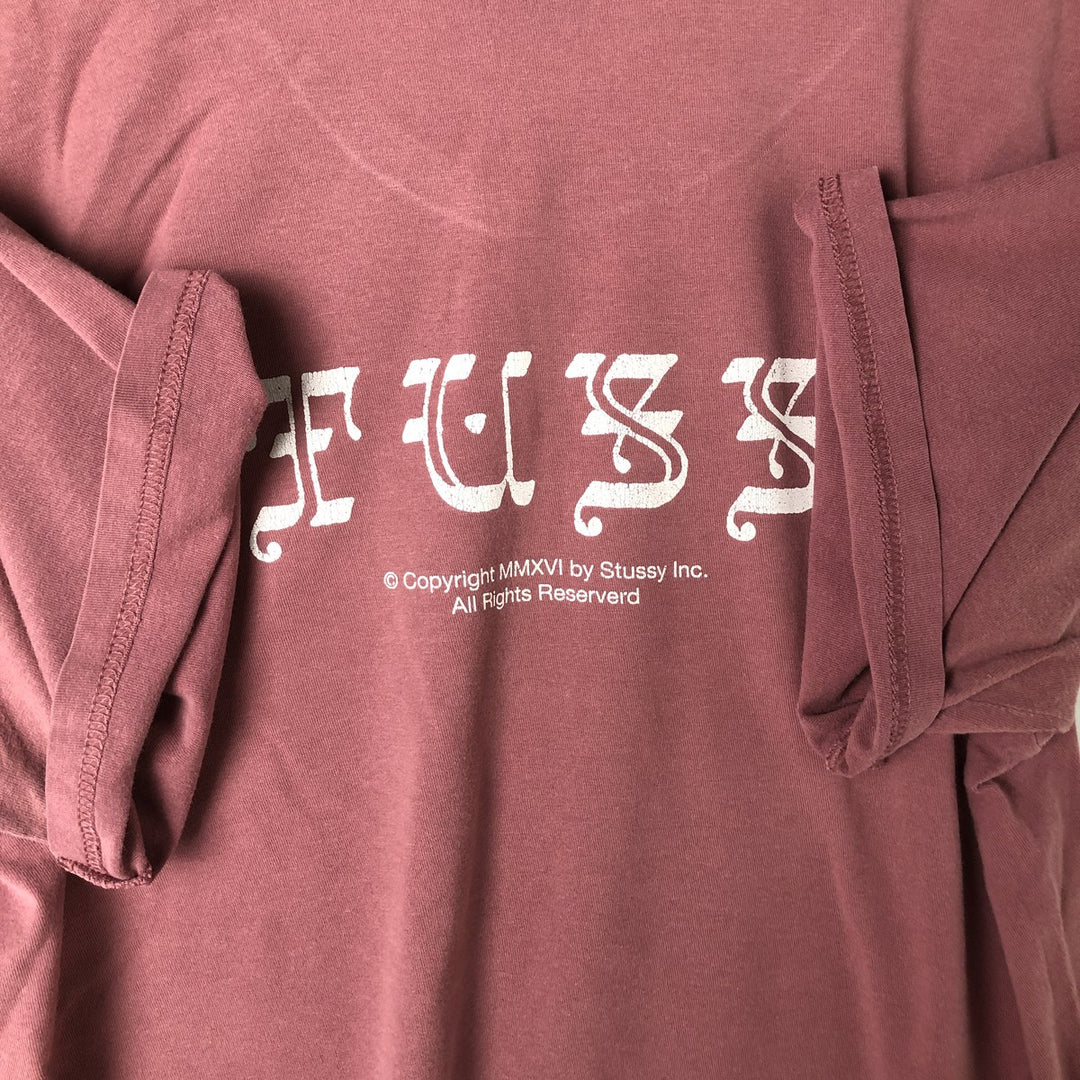 STUSSY logo print T-shirt, men's size M cotton pink type Vintage Second Hand