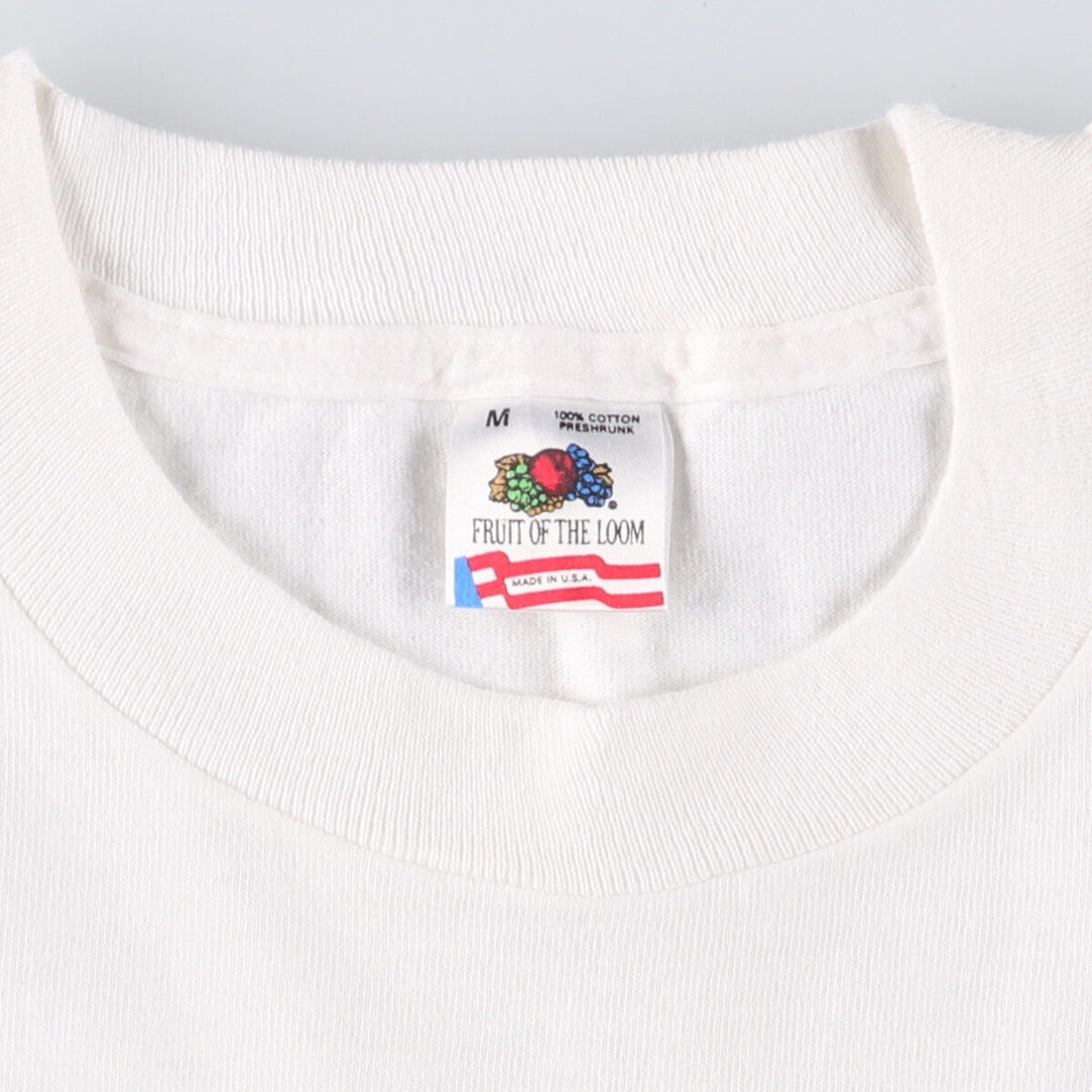 90'S Fruit of the Loom printed T-shirt, made in the USA, men's size M, vintage cotton white type Vintage Second Hand