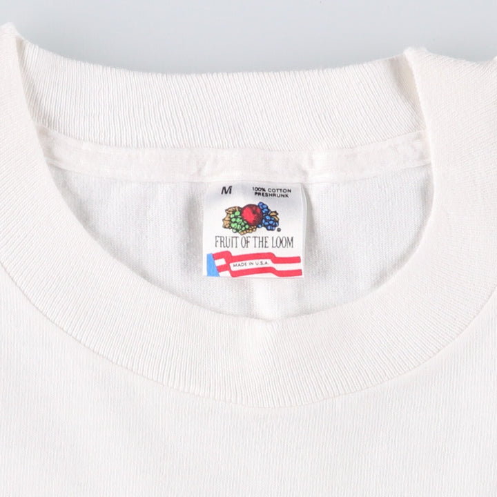 90'S Fruit of the Loom printed T-shirt, made in the USA, men's size M, vintage cotton white type Vintage Second Hand