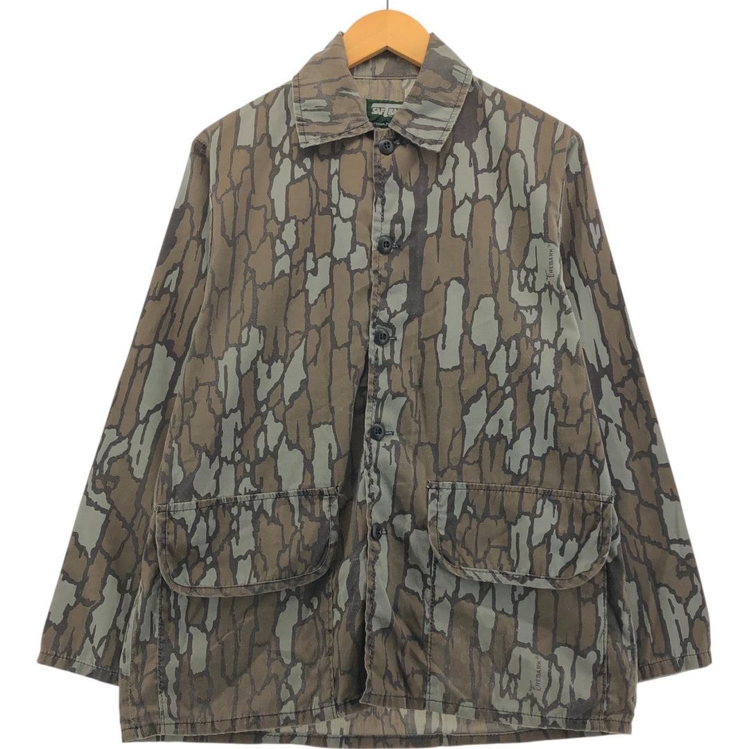 80'S SAFTBAK Camouflage Pattern Tree Bark Camo Hunting Jacket Made in USA Men's M Size Vintage unclear gray type Vintage Second Hand