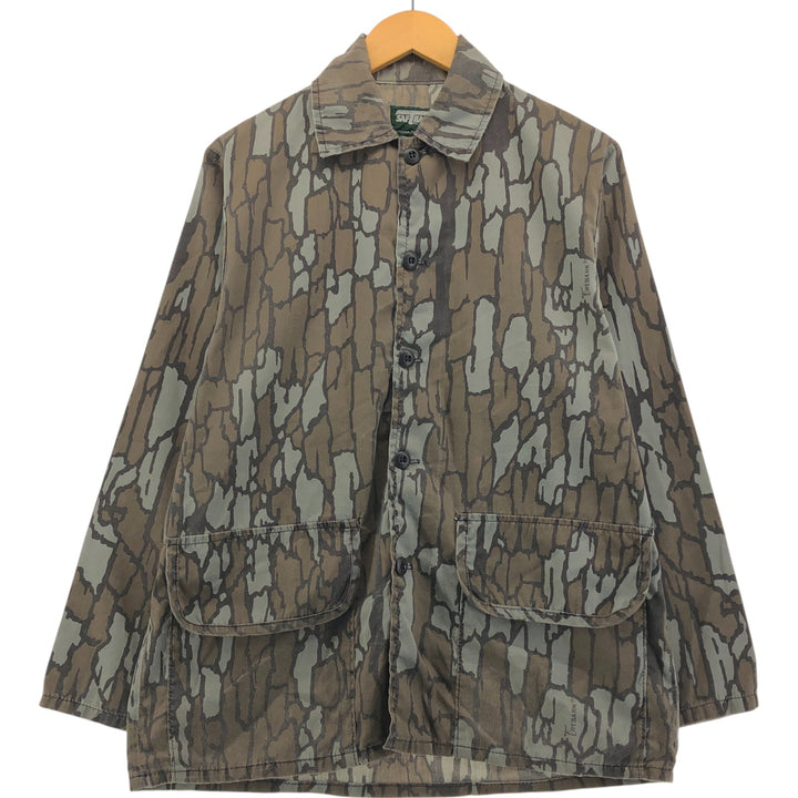 80'S SAFTBAK Camouflage Pattern Tree Bark Camo Hunting Jacket Made in USA Men's M Size Vintage unclear gray type Vintage Second Hand