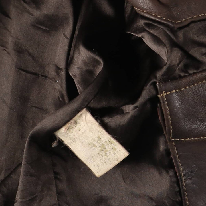 REDSKINS Padded Trucker Jacket, Leather Blouson Style, Men's Size L genuine leather brown type Vintage Second Hand