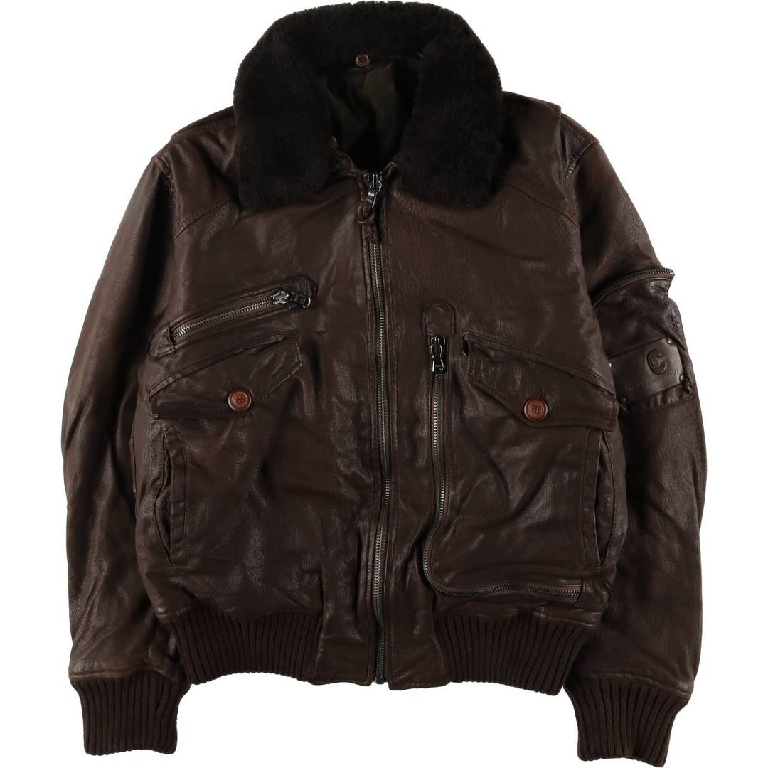 COMPAGNIA DELLE PELLI padded leather flight jacket, men's size M unclear brown type Vintage Second Hand