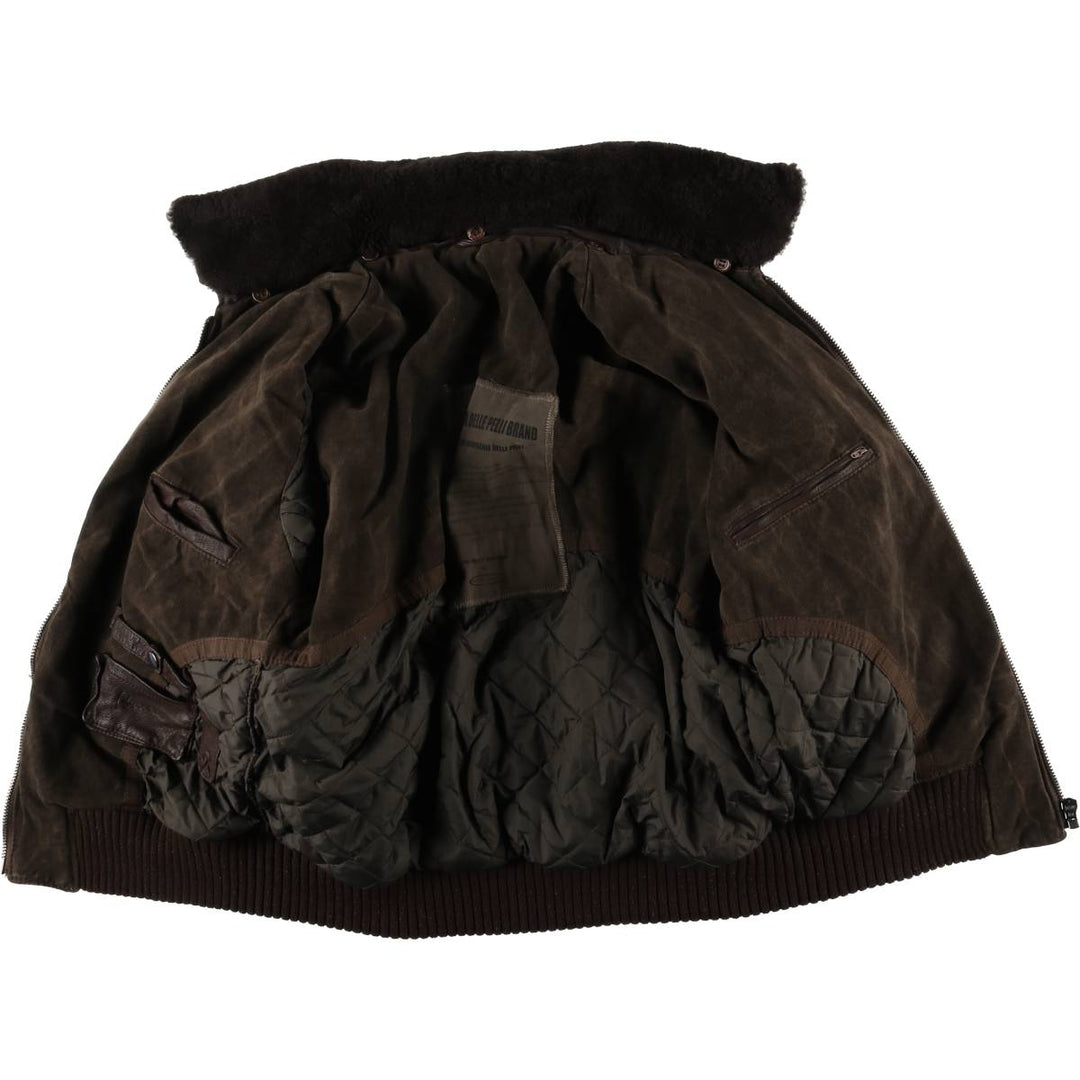 COMPAGNIA DELLE PELLI padded leather flight jacket, men's size M unclear brown type Vintage Second Hand