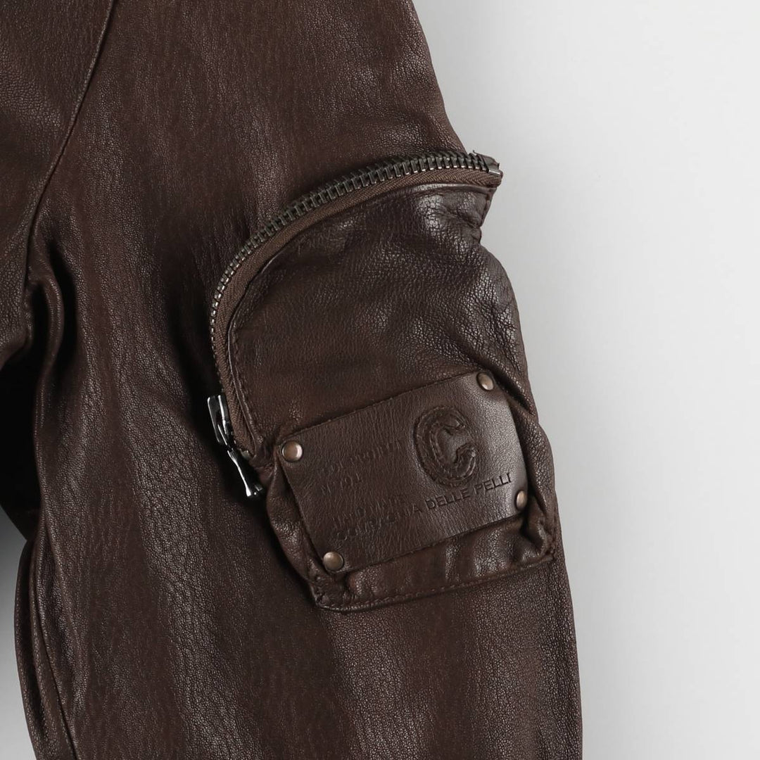 COMPAGNIA DELLE PELLI padded leather flight jacket, men's size M unclear brown type Vintage Second Hand