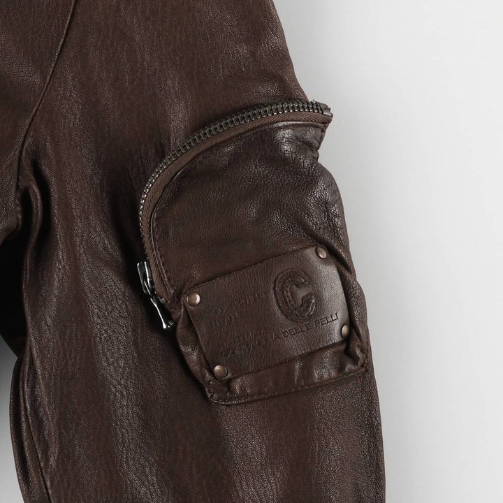 COMPAGNIA DELLE PELLI padded leather flight jacket, men's size M unclear brown type Vintage Second Hand