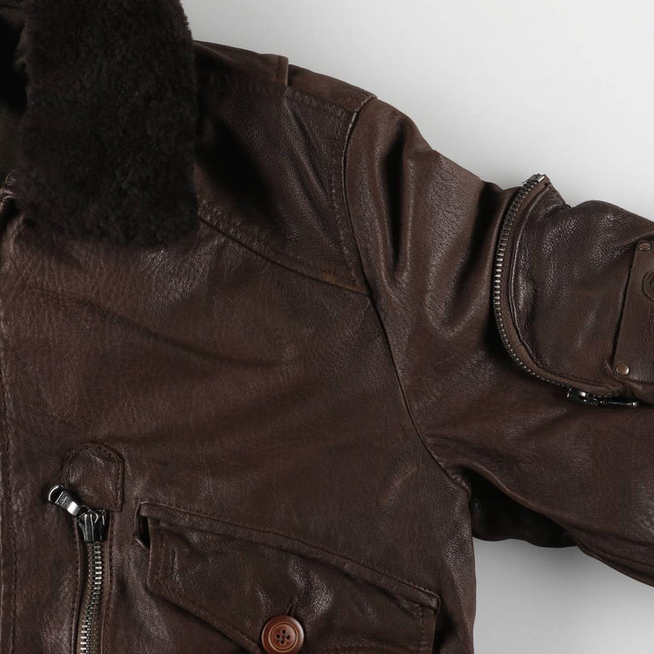 COMPAGNIA DELLE PELLI padded leather flight jacket, men's size M unclear brown type Vintage Second Hand