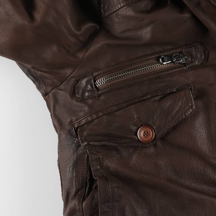 COMPAGNIA DELLE PELLI padded leather flight jacket, men's size M unclear brown type Vintage Second Hand