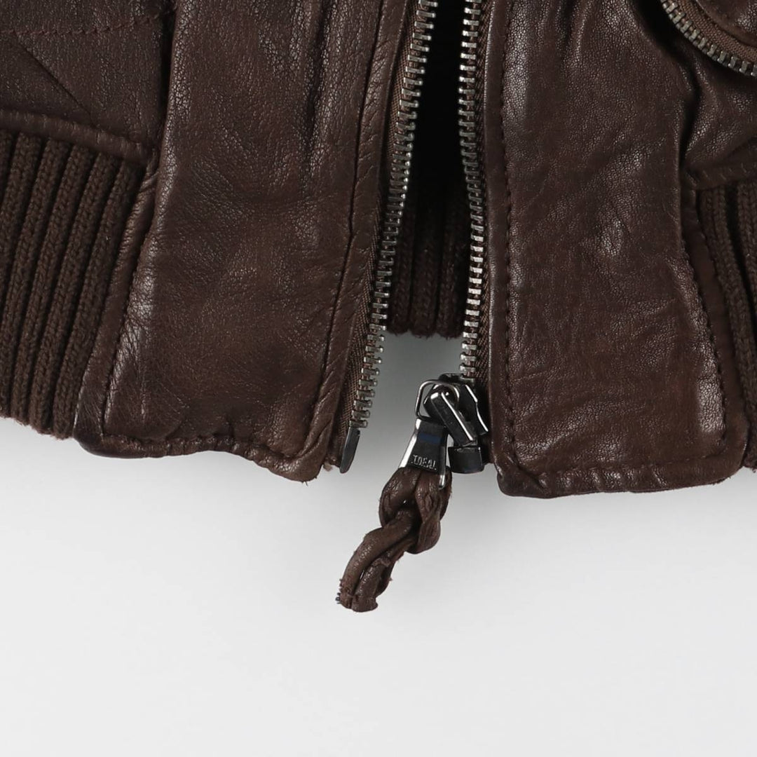 COMPAGNIA DELLE PELLI padded leather flight jacket, men's size M unclear brown type Vintage Second Hand