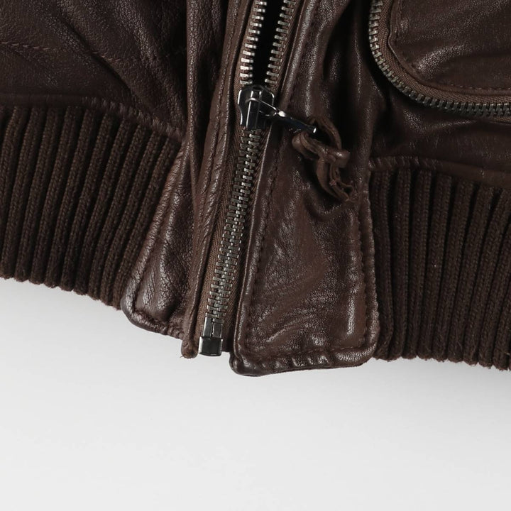 COMPAGNIA DELLE PELLI padded leather flight jacket, men's size M unclear brown type Vintage Second Hand