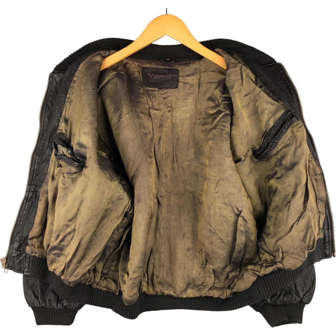 Vintage 1980'S YORN leather jacket, size M, men's genuine leather black type Vintage Second Hand