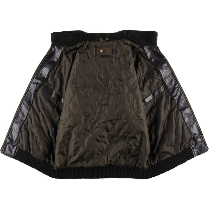 Guess Padded Faux Leather Jacket, Men's Size XL Faux leather black type Vintage Second Hand