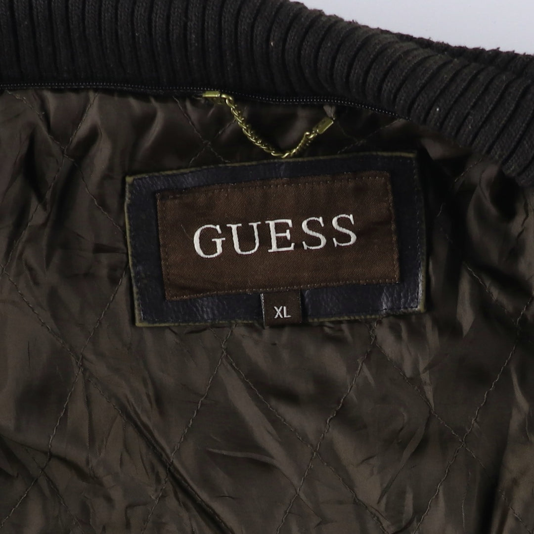 Guess Padded Faux Leather Jacket, Men's Size XL Faux leather black type Vintage Second Hand