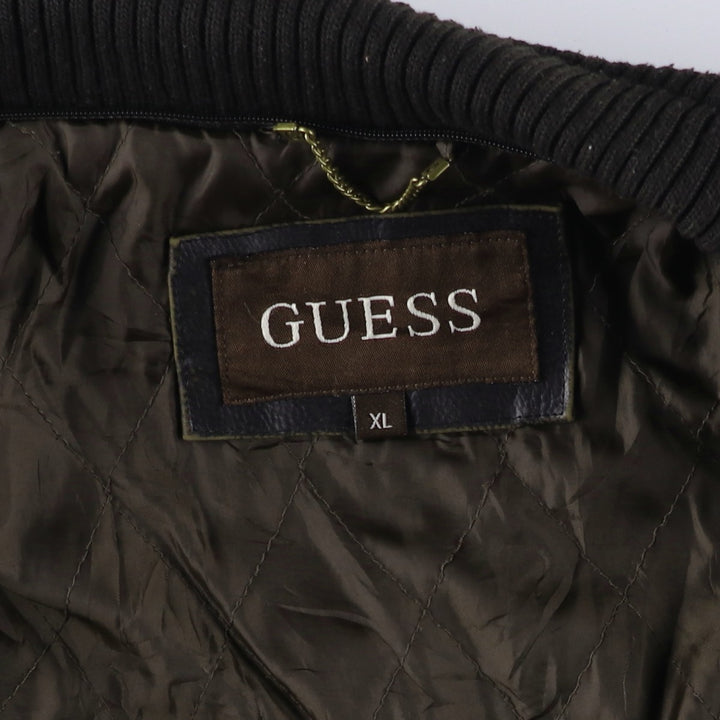 Guess Padded Faux Leather Jacket, Men's Size XL Faux leather black type Vintage Second Hand