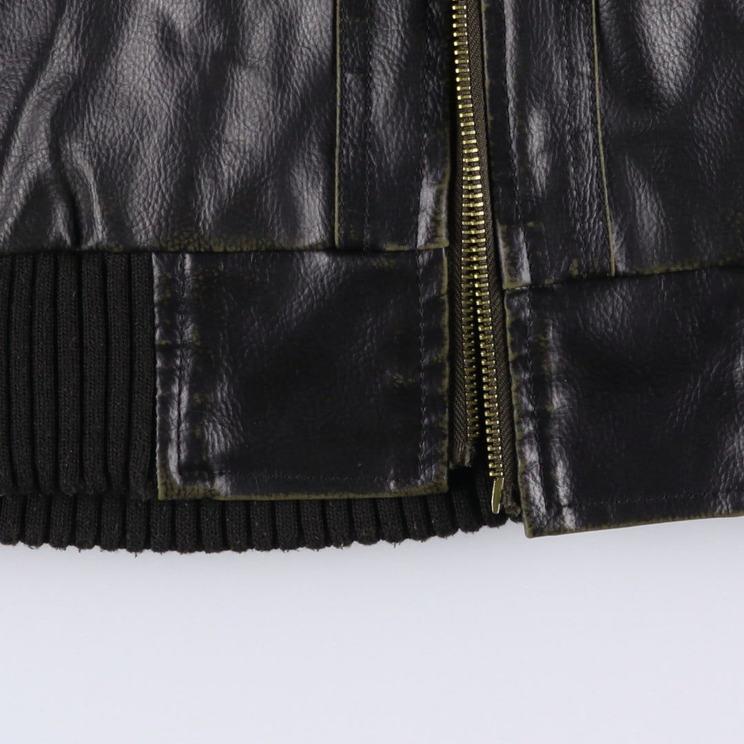 Guess Padded Faux Leather Jacket, Men's Size XL Faux leather black type Vintage Second Hand