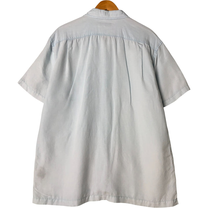 00s~ NAUTICA Linen x Rayon Short Sleeve Open Collar Linen Shirt Box Shirt Men's L Size linen Blue type light blue Vintage Second Hand