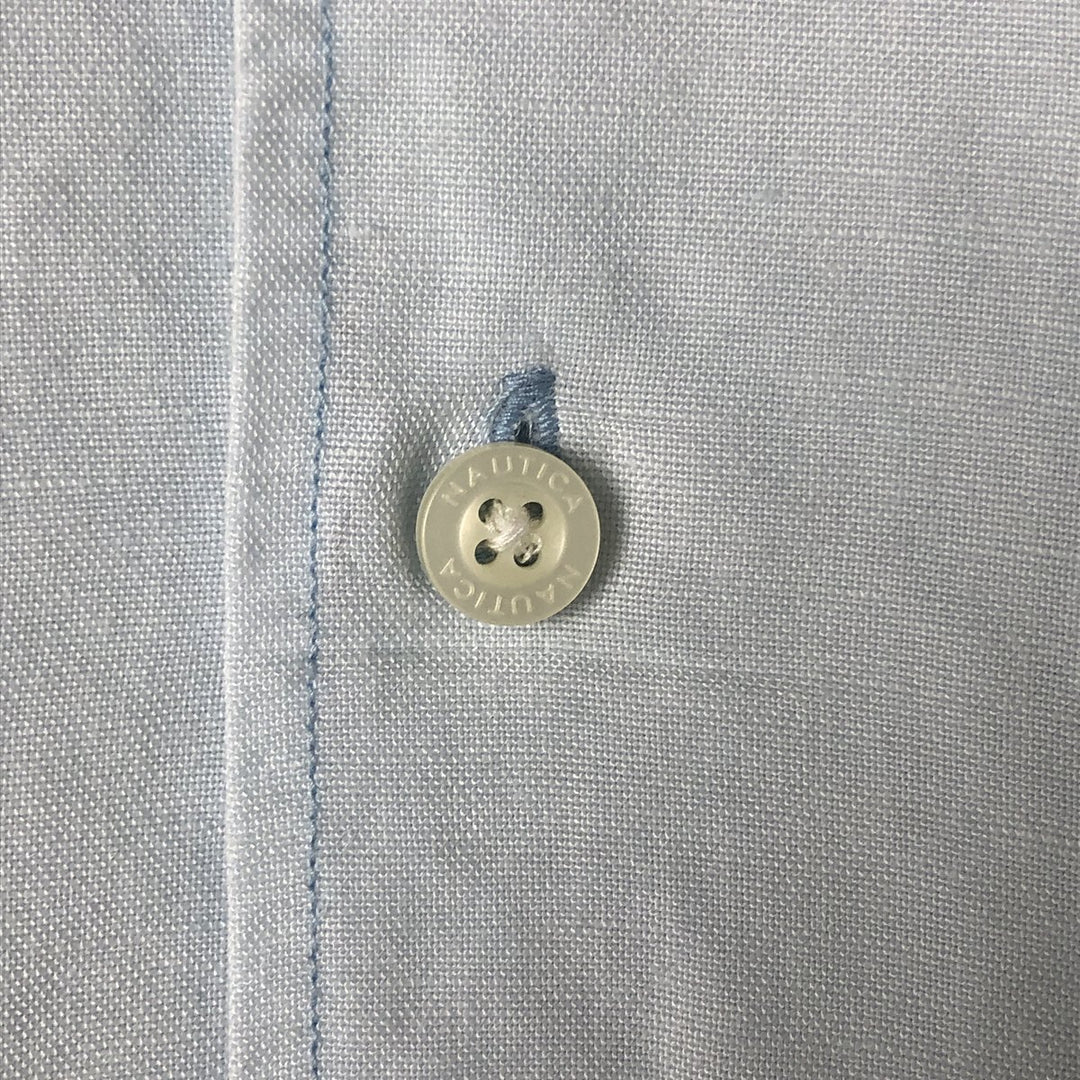 00s~ NAUTICA Linen x Rayon Short Sleeve Open Collar Linen Shirt Box Shirt Men's L Size linen Blue type light blue Vintage Second Hand