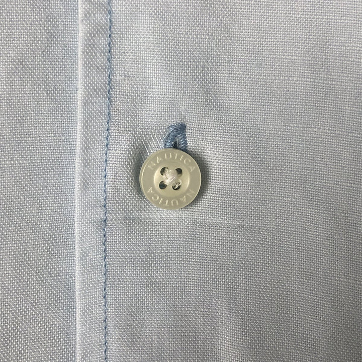 00s~ NAUTICA Linen x Rayon Short Sleeve Open Collar Linen Shirt Box Shirt Men's L Size linen Blue type light blue Vintage Second Hand