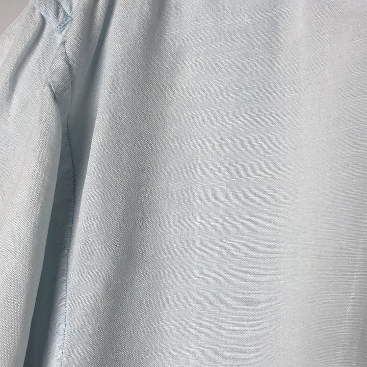 00s~ NAUTICA Linen x Rayon Short Sleeve Open Collar Linen Shirt Box Shirt Men's L Size linen Blue type light blue Vintage Second Hand