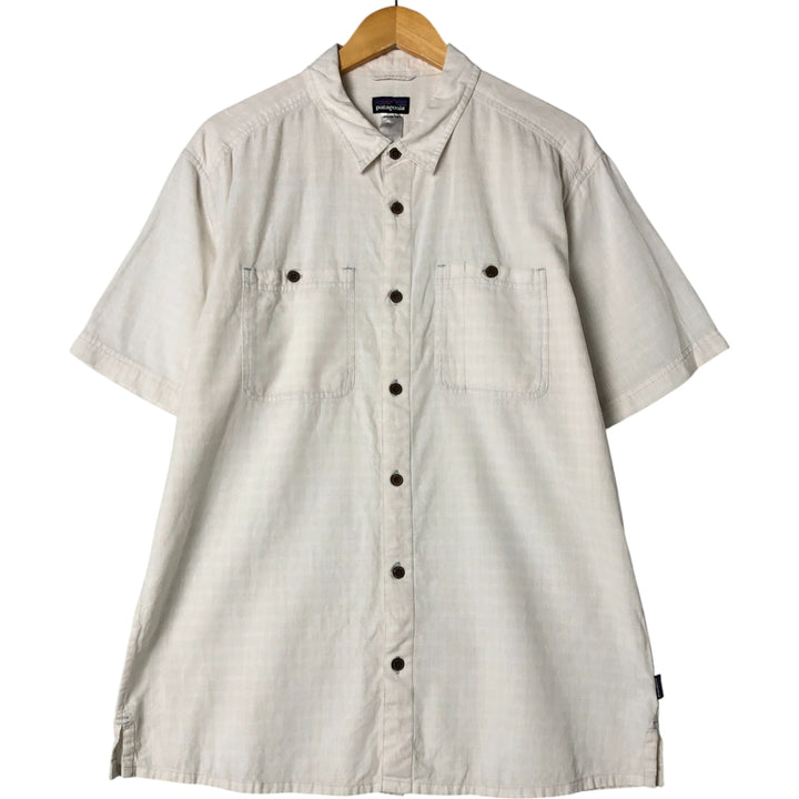 Patagonia 53138SP14 Hemp x Cotton Short Sleeve Hemp Shirt Box Shirt Men's Size L Hemp white type Vintage Second Hand