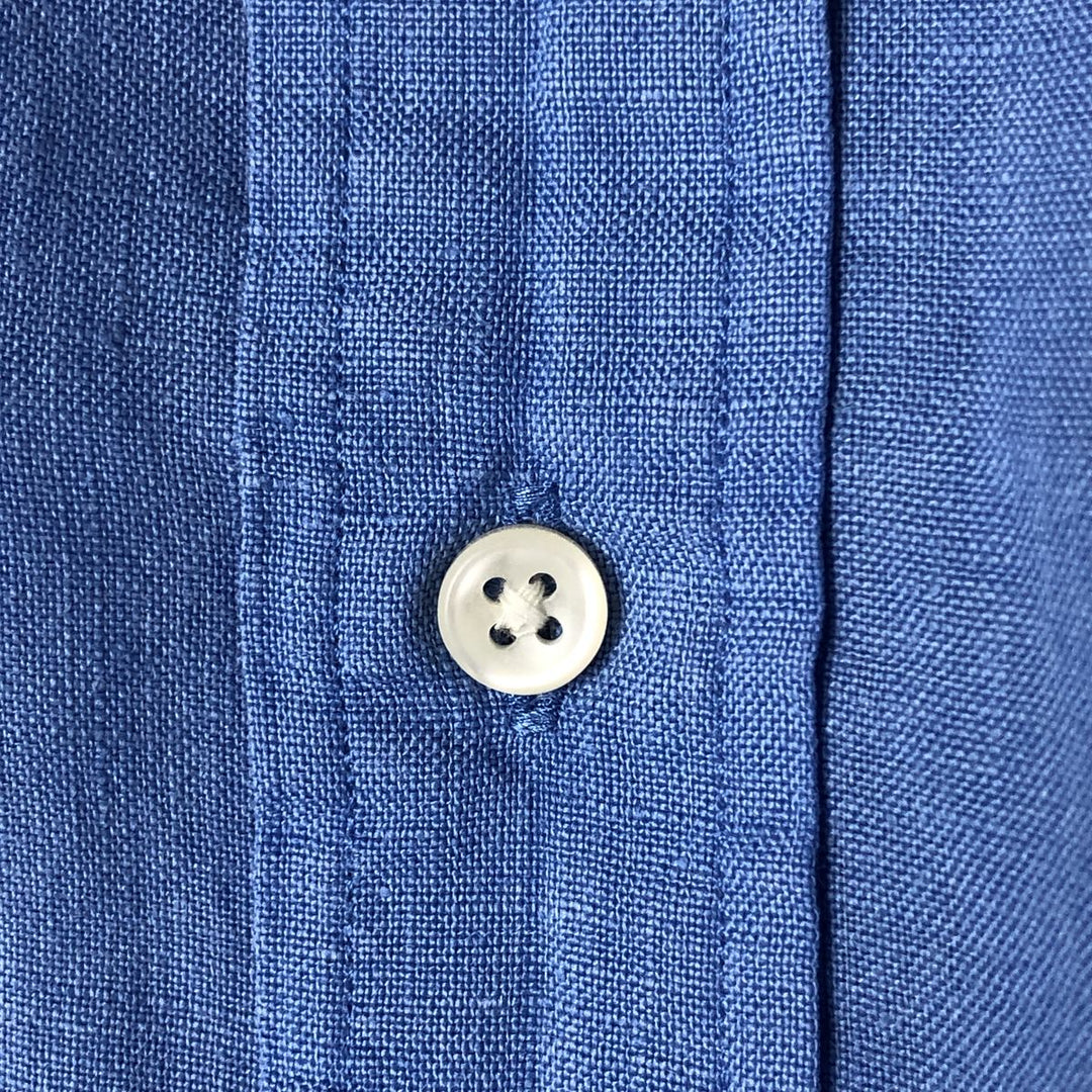 Ralph Lauren Classic Fit short sleeve linen button down shirt, men's size M linen blue type Vintage Second Hand