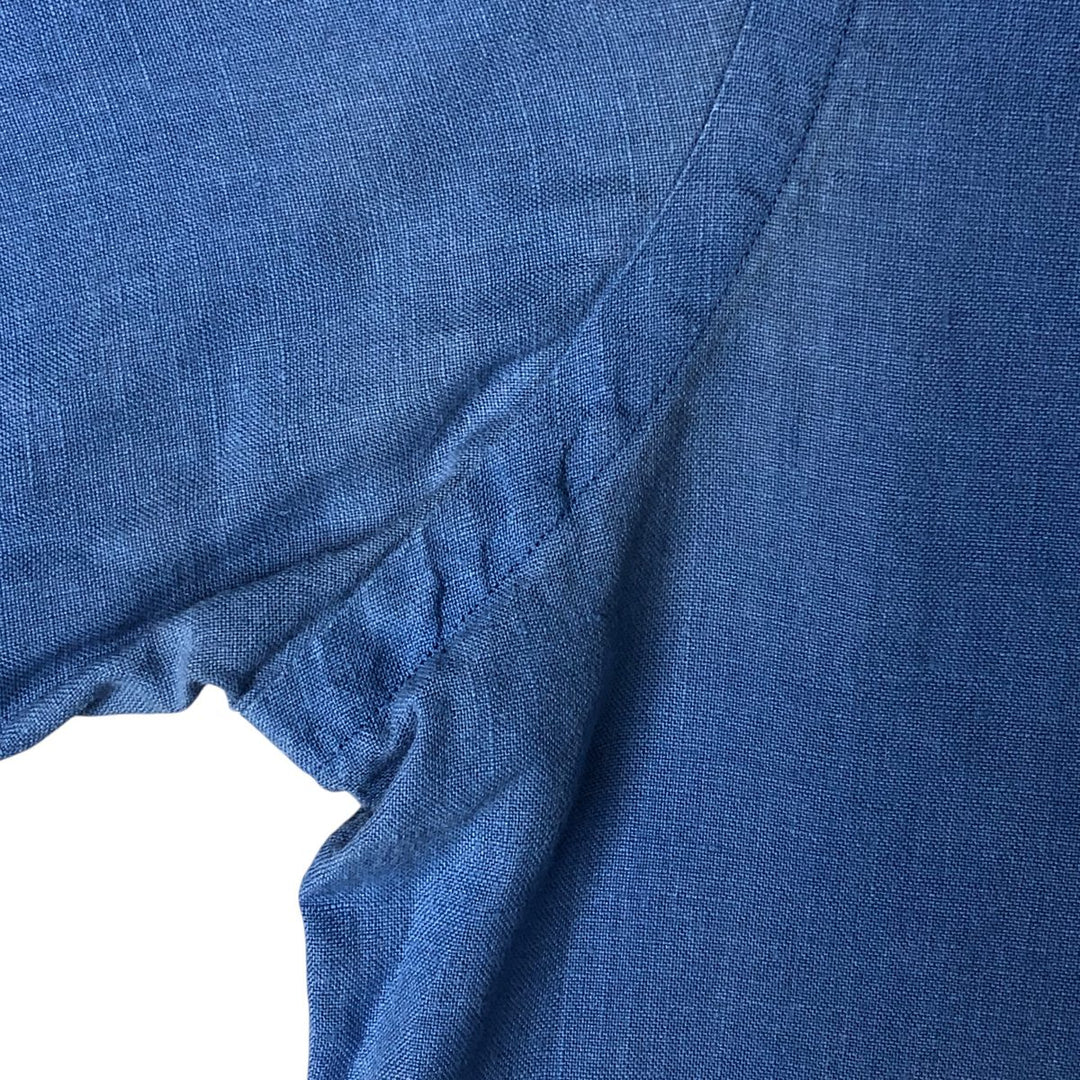 Ralph Lauren Classic Fit short sleeve linen button down shirt, men's size M linen blue type Vintage Second Hand