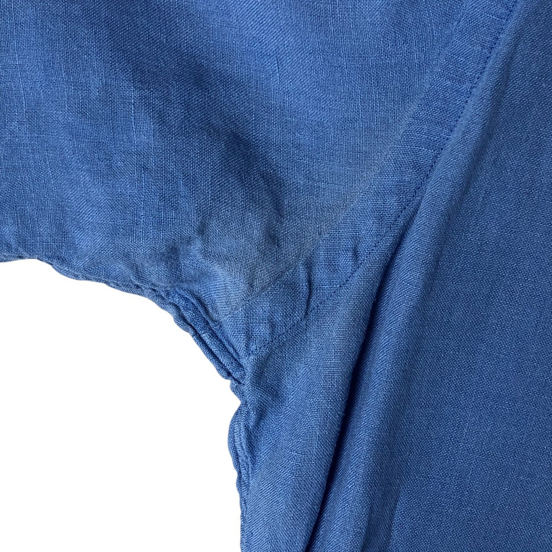 Ralph Lauren Classic Fit short sleeve linen button down shirt, men's size M linen blue type Vintage Second Hand