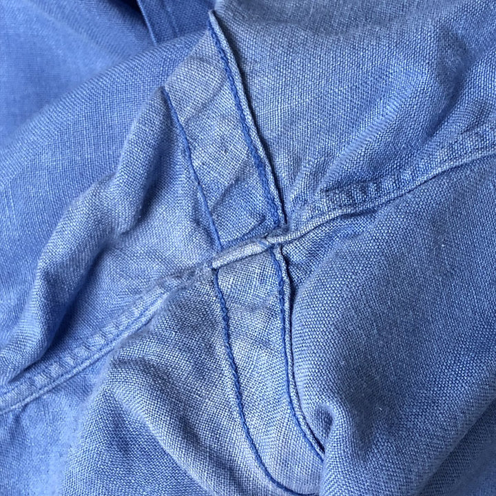 Ralph Lauren Classic Fit short sleeve linen button down shirt, men's size M linen blue type Vintage Second Hand