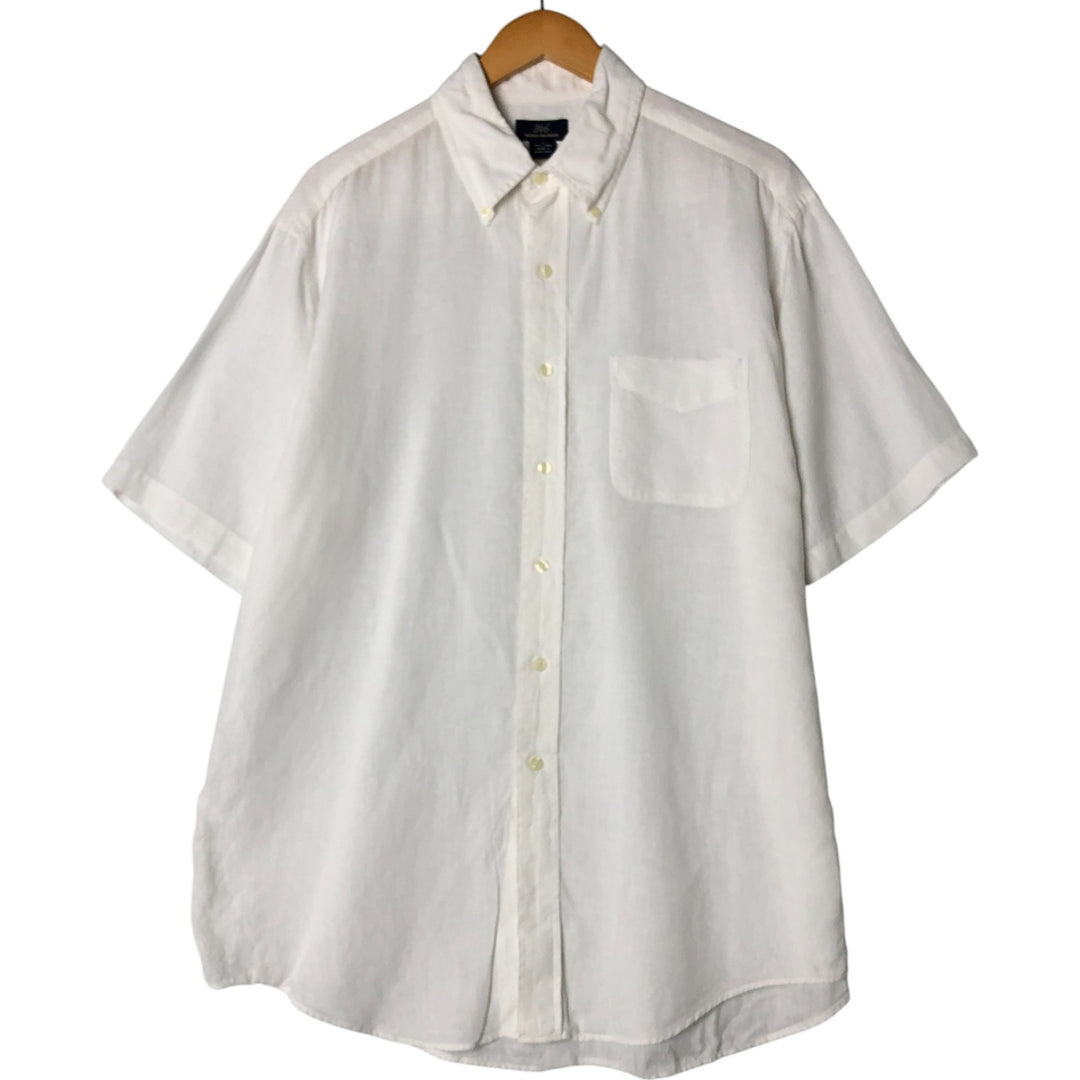 Brooks Brothers 346 short sleeve linen button-down shirt, men's size L linen white type Vintage Second Hand