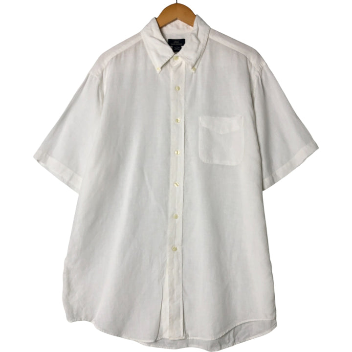 Brooks Brothers 346 short sleeve linen button-down shirt, men's size L linen white type Vintage Second Hand