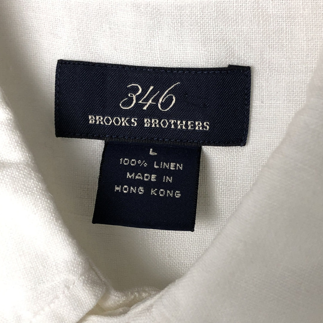 Brooks Brothers 346 short sleeve linen button-down shirt, men's size L linen white type Vintage Second Hand