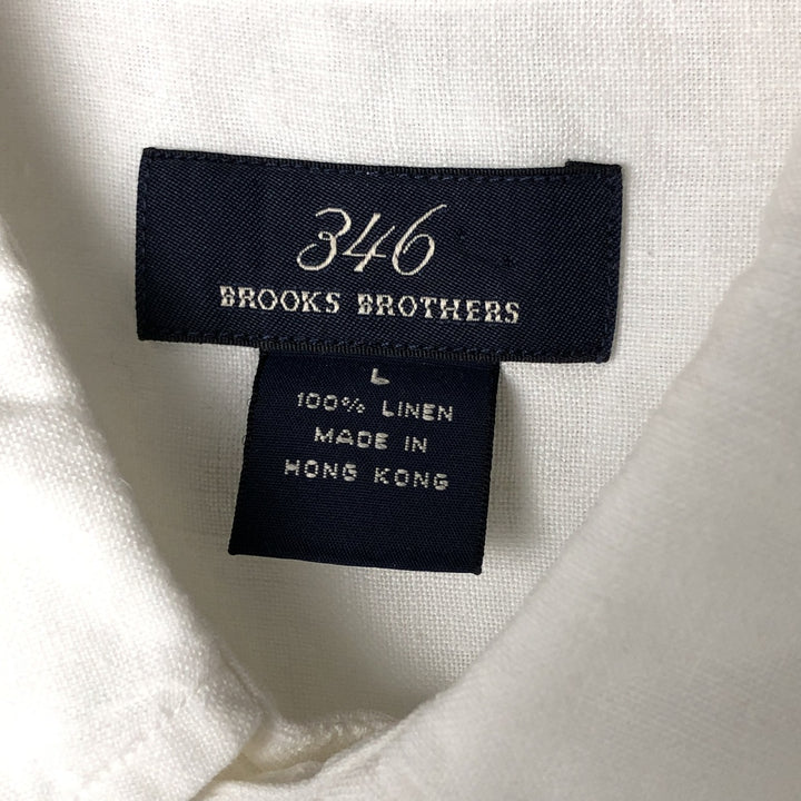 Brooks Brothers 346 short sleeve linen button-down shirt, men's size L linen white type Vintage Second Hand