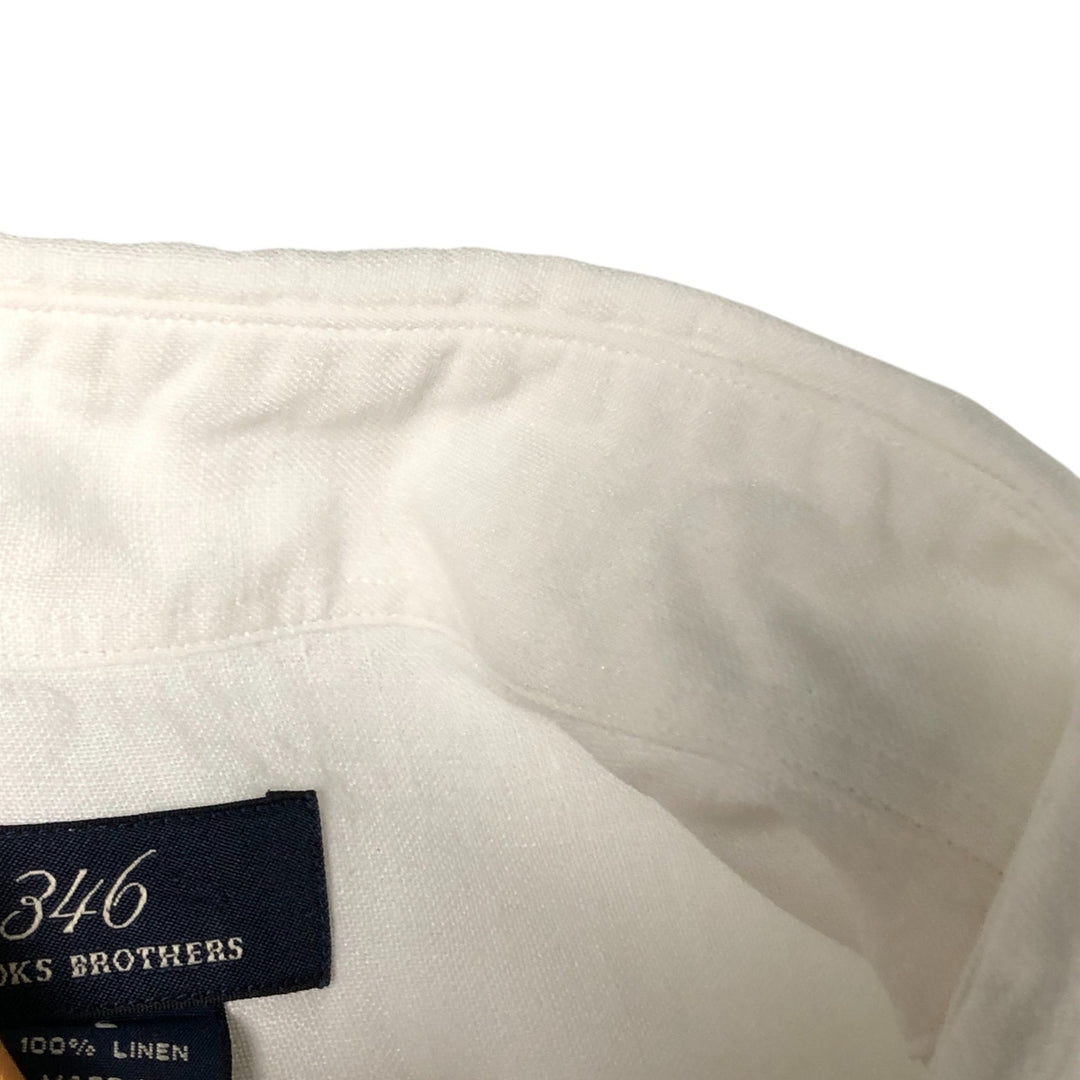 Brooks Brothers 346 short sleeve linen button-down shirt, men's size L linen white type Vintage Second Hand
