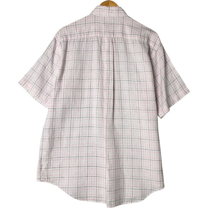 Brooks Brothers Est.1818 short sleeve linen button-down shirt, men's size L linen white type Vintage Second Hand