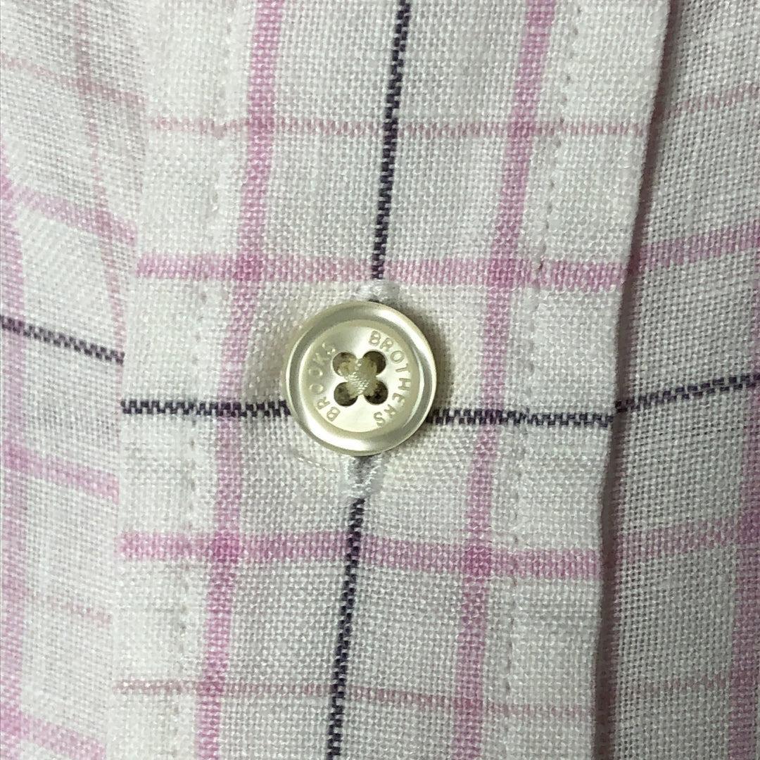 Brooks Brothers Est.1818 short sleeve linen button-down shirt, men's size L linen white type Vintage Second Hand