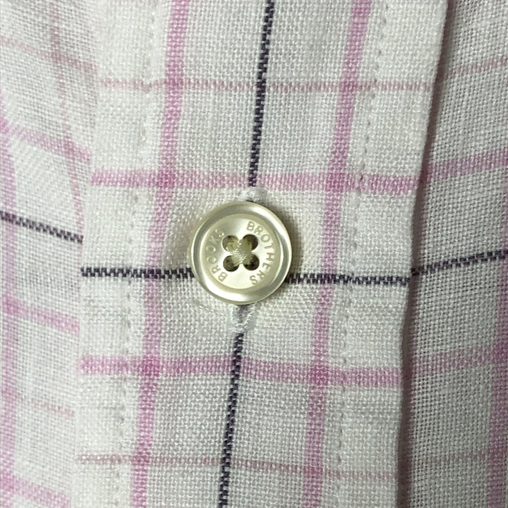 Brooks Brothers Est.1818 short sleeve linen button-down shirt, men's size L linen white type Vintage Second Hand