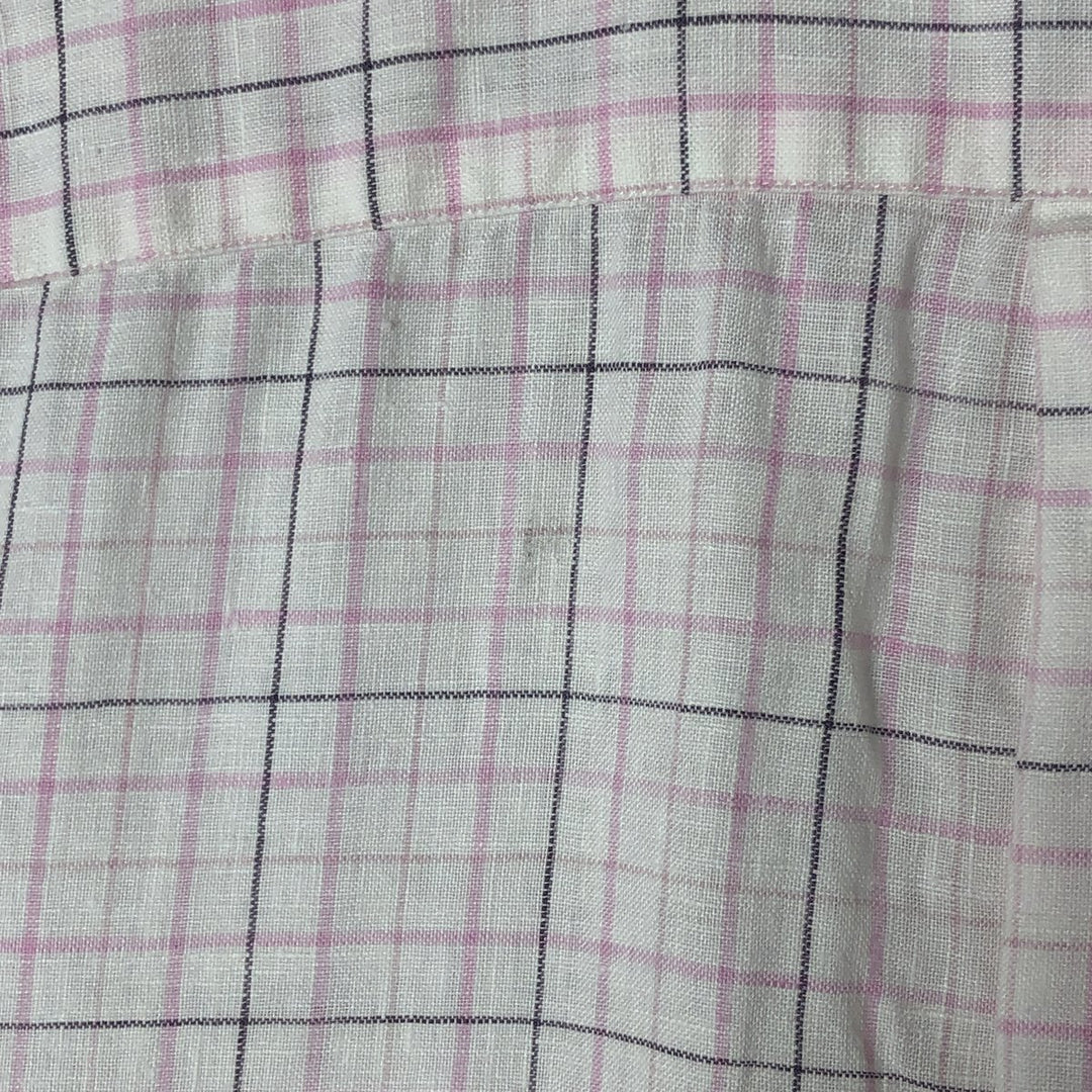 Brooks Brothers Est.1818 short sleeve linen button-down shirt, men's size L linen white type Vintage Second Hand