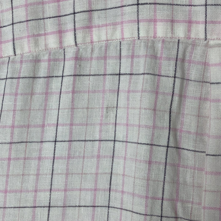 Brooks Brothers Est.1818 short sleeve linen button-down shirt, men's size L linen white type Vintage Second Hand